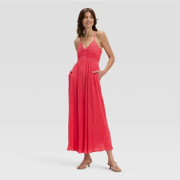 🍵 A New Day Pleated Maxi Dress • Coral - Picture 1 of 5